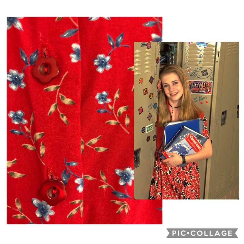 Vintage 90s 3x 4x Red Floral Print Dress